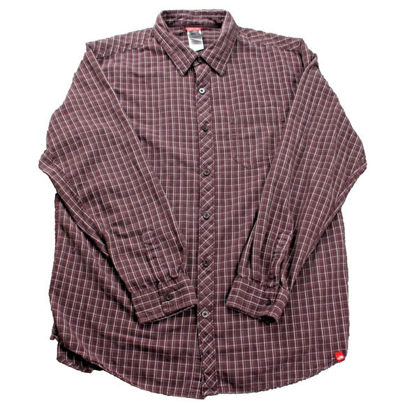 The North Face Mens Large Red Plaid Flannel Long Sleeve Outdoor Shirt - Picture 1 of 13